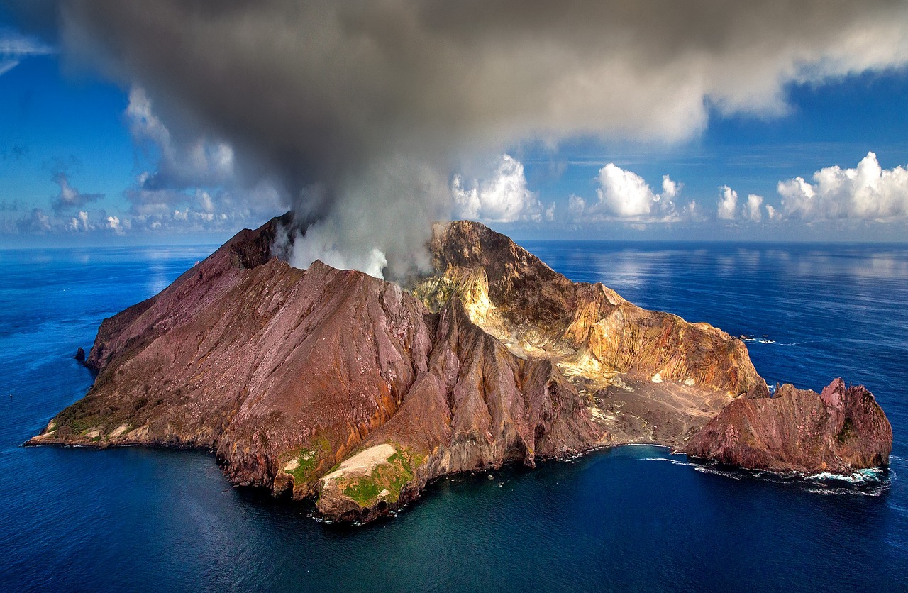 new zealand, volcano, crater, white island, nature, island, active, smoke, ash, aerial view, north island, sea, bay of plenty, volcanism, whakaari, zealand-3018634.jpg